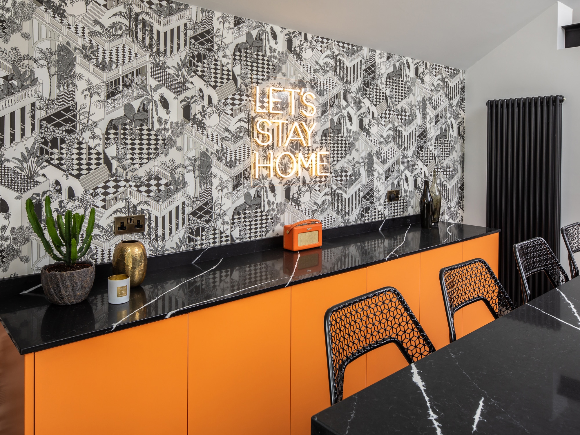 FLAT FRONTED ORANGE CABINETRY